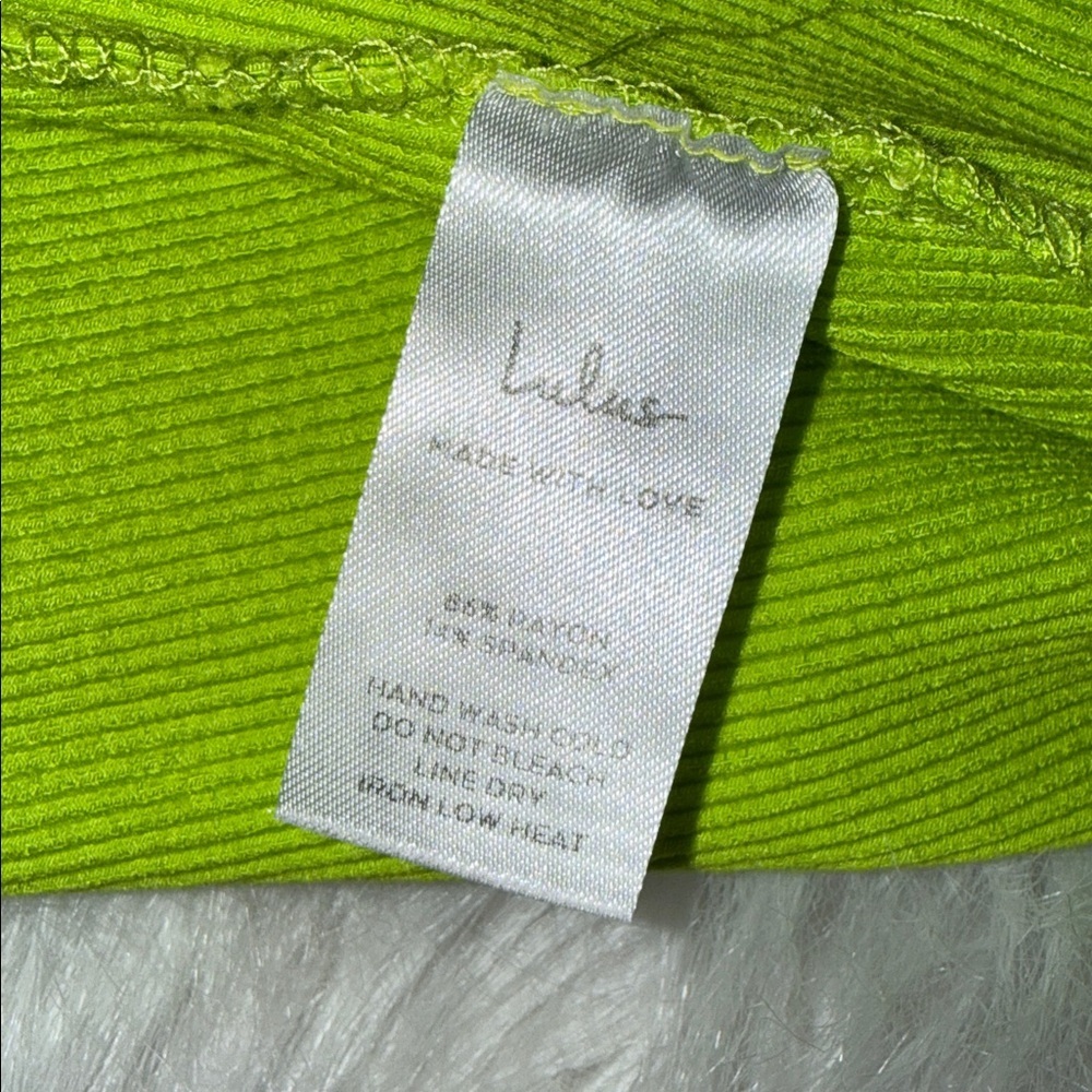 Lulu's Lime Green ribbed high waisted Skirt - Picture 5 of 5